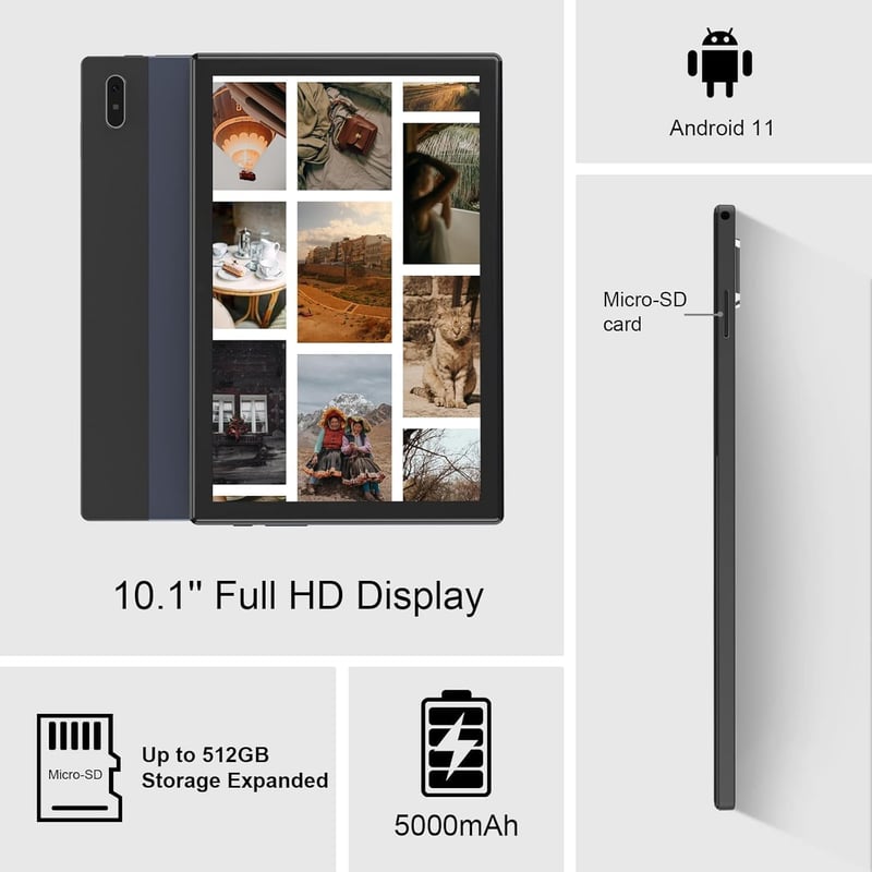 AWOW 10,1 Android 11 Tablet Octa-Core T618 4GB 128GB 1920x1200 Full HD 2.4G 5G WiFi Bluetooth 5.0 Type-C billentyuzet nelkul