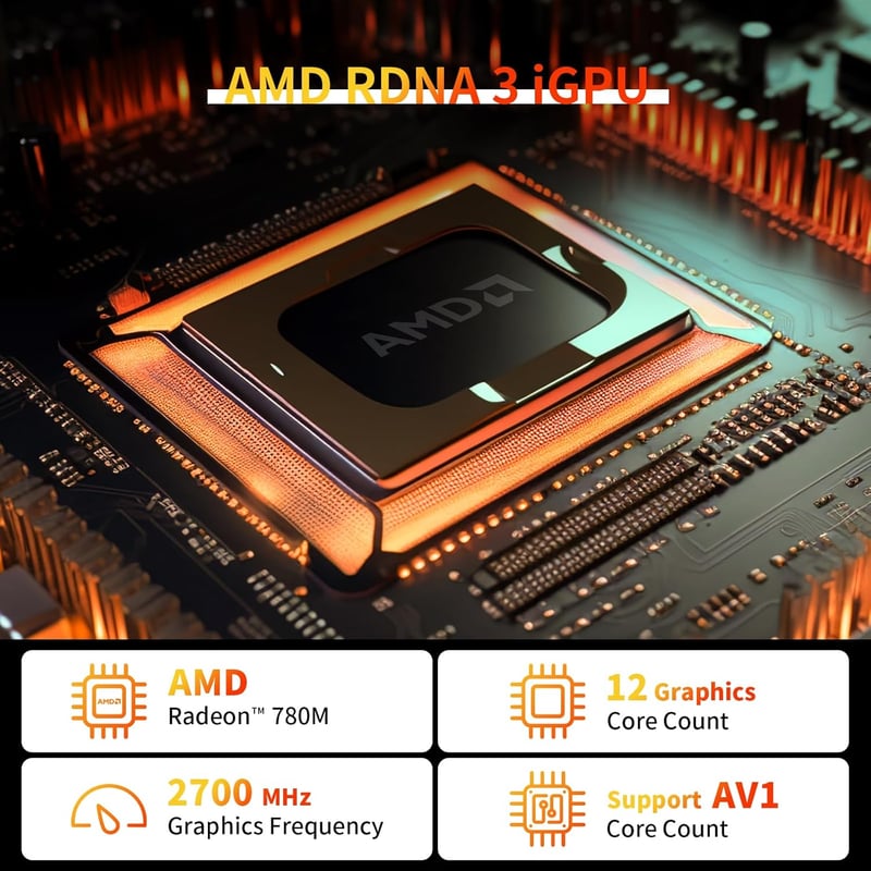 AWOW Mini Gaming PC AMD Ryzen 7 7840HS 32GB DDR5 1TB SSD Radeon 780M 4K