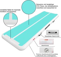 AWSUM Saltea gonflabilă gimnastică 300x100x10 cm Tumbling Mat cu pompă de aer 3