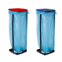 axentia stalak za vreće za smeće s poklopcem, 120 l, crveno/plavi, podesiv po visini, za kuhinju, garažu, podrum, oko 28x32x87 cm 3