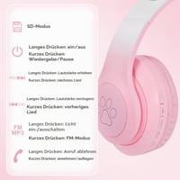 Căști Bluetooth pentru copii AXFEE cu design cu urechi de pisică - roz-alb 4