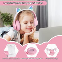 Căști Bluetooth pentru copii AXFEE cu design cu urechi de pisică - roz-alb 9