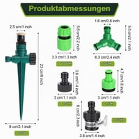 Aspersor de grădină reglabil AXGG 90°/180°/360°, sistem de irigare automat cu accesorii, set aspersor pentru gazon 6