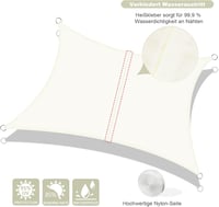 AXT SHADE 5x6m Vízálló Napvitorla Krém, UV Védelem Teraszra Kertbe - 5 x 6 m, cream 2