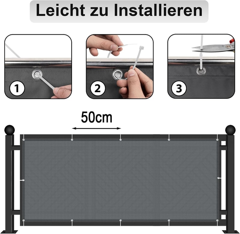 AXT SHADE Balkonprivácia Ernyő 90x800cm Antracit Szélvédelem UV Védelem