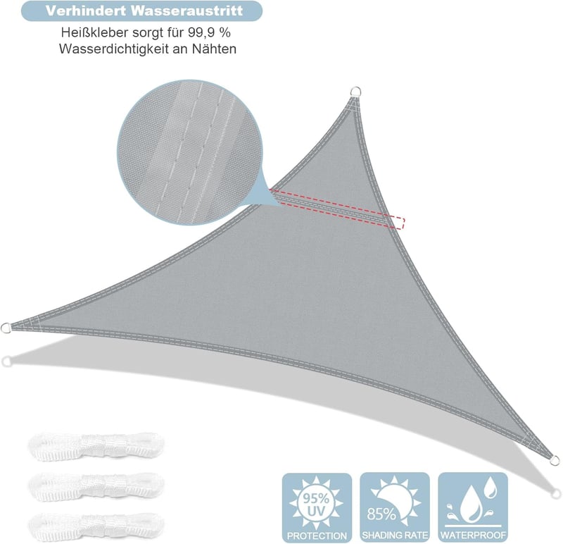 AXT SHADE Vízlepergető Háromszög Árnyékoló 3x3x3m UV Védelem Szürke