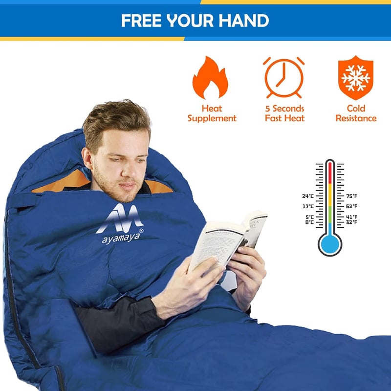 AYAMAYA Hálózsák 220x80cm Összekapcsolható 5-15°C Vízálló Kempingzsák Túrázáshoz