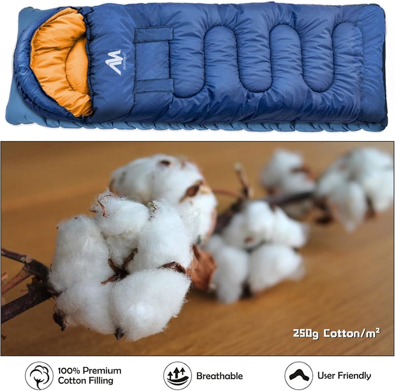 AYAMAYA Hálózsák 220x80cm Összekapcsolható 5-15°C Vízálló Kempingzsák Túrázáshoz