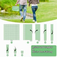 AYBUY pikniková deka 200x200 cm so zelenou nepremokavou spodnou stranou, plážová podložka odolná voči piesku s rukoväťou, umývateľná kempingová deka pre 3-4 osoby do exteriéru, na pláž a do parku 5