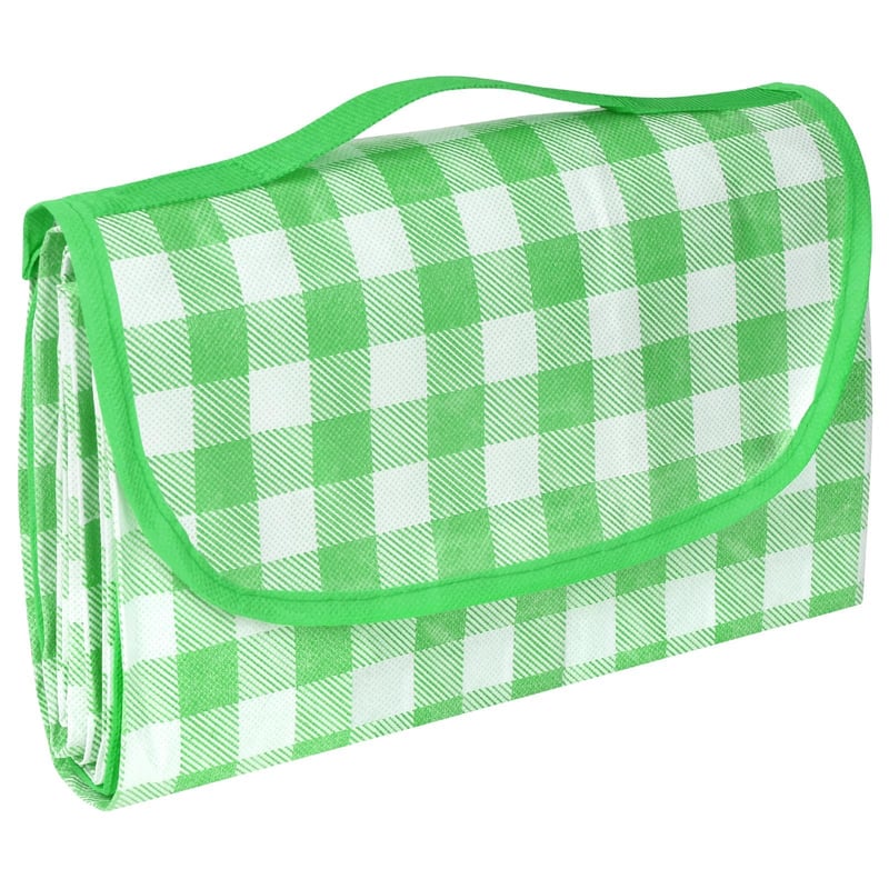 AYBUY pikniková deka 200x200 cm so zelenou nepremokavou spodnou stranou, plážová podložka odolná voči piesku s rukoväťou, umývateľná kempingová deka pre 3-4 osoby do exteriéru, na pláž a do parku