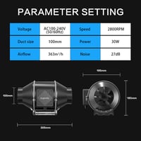 Aygrochy 100 mm-es Szellőztető Rendszer - WiFi Vezérlés, Hőmérséklet és Páratartalom Szabályozás, Aktívszén Szűrő, Növénysátor Ventilátor Sz 2