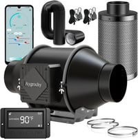 Aygrochy 100 mm-es Szellőztető Rendszer - WiFi Vezérlés, Hőmérséklet és Páratartalom Szabályozás, Aktívszén Szűrő, Növénysátor Ventilátor Sz 1