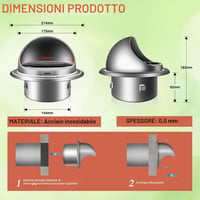 Grilaj de ventilație rotund Aygrochy de 150 mm din oțel inoxidabil (304) cu capac - grilaj de evacuare cu fixare prin înșurubare 2