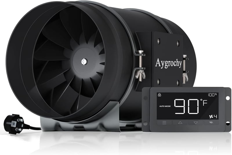 Aygrochy 200mm Intelligens Szellőztető Ventilátor Hőmérséklet és Páratartalom Szabályozással