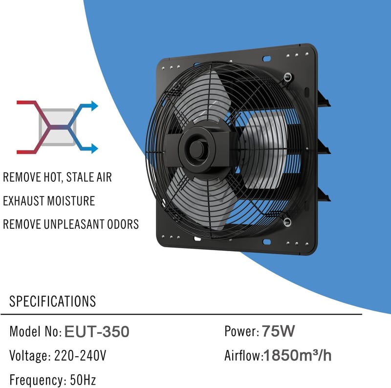 Aygrochy 350mm ipari fali ventilátor 1850 m³/h, szellőztetés és hűtés