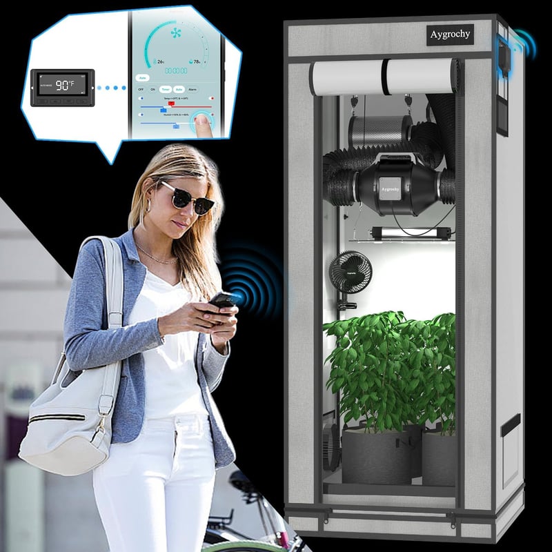 Aygrochy WiFi 150mm Csatornázott Ventilátor Hőmérséklet Páratartalom Szabályozással