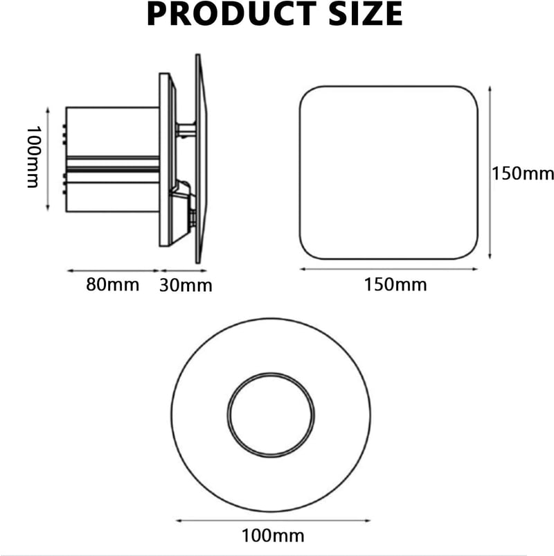 Ayolofei 150mm fürdőszobai ventilátor párasensor és időzítővel