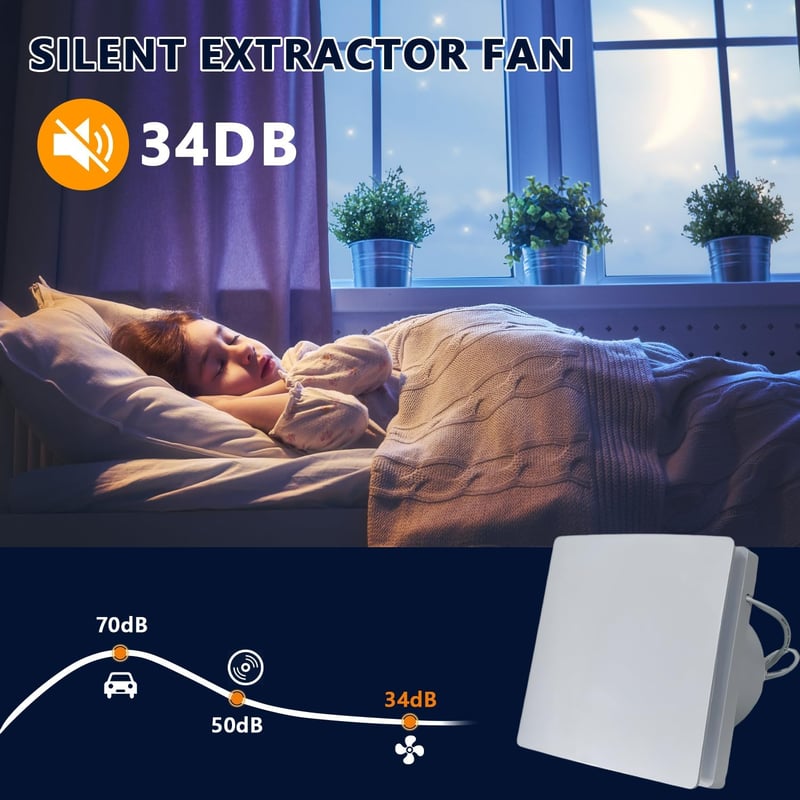 Ayolofei 150mm fürdőszobai ventilátor párasensor és időzítővel