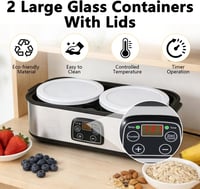 Ayolofei elektromos joghurtkészítő, 2 L, állítható hőmérséklet és időzítő, LED kijelző, 2 üveg edénnyel 3