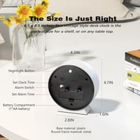 AYRELY Analóg Ébresztőóra Csendesen Működő Retro Fém Asztali Óra Éjszakai Fénnyel Fehér 7