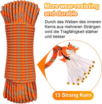Aystkniet 8mm Fonott Nylon Kötél Acél Karabinerrel Kempinghez Túrázáshoz 10-70m 2