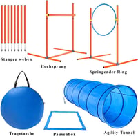 Aystkniet Agility Kutyakiképző Készlet 5 Részes - 60 cm Alagút, Szlalom Rudak, Állítható Magasságú Akadály, Ugrókarika, Pihenőhely - Nagytes 6