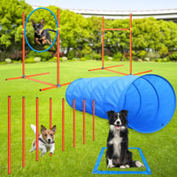 Aystkniet Agility Kutyakiképző Készlet 5 Részes - 60 cm Alagút, Szlalom Rudak, Állítható Magasságú Akadály, Ugrókarika, Pihenőhely - Nagytes 1