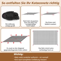 Ochranná sieť pre mačky na balkón 5x2 m, upevnenie bez vŕtania, s lepiacimi háčikmi a silikónovým lepidlom, vystužená drôtom, UV odolná a ochranná sieť odolná voči poveternostným vplyvom na okná a terasy 6