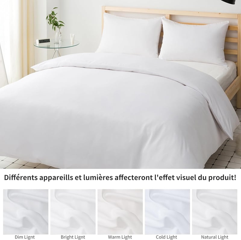 AYSW 3 részes ágynemű szett 200x200 cm dupla cipzárral, fehér, 2 személyes paplan és párnahuzat