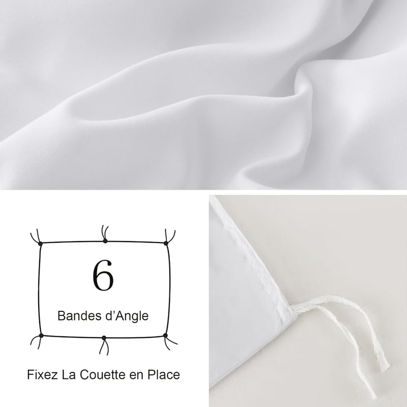 AYSW 3 részes ágynemű szett 200x200 cm dupla cipzárral, fehér, 2 személyes paplan és párnahuzat