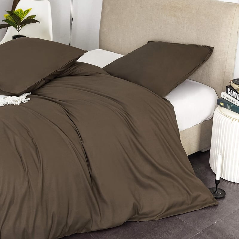 AYSW Kávébarna Ágyneműhuzat 200x200 cm Dupla Ágyhoz Mikrofibra Cipzárral
