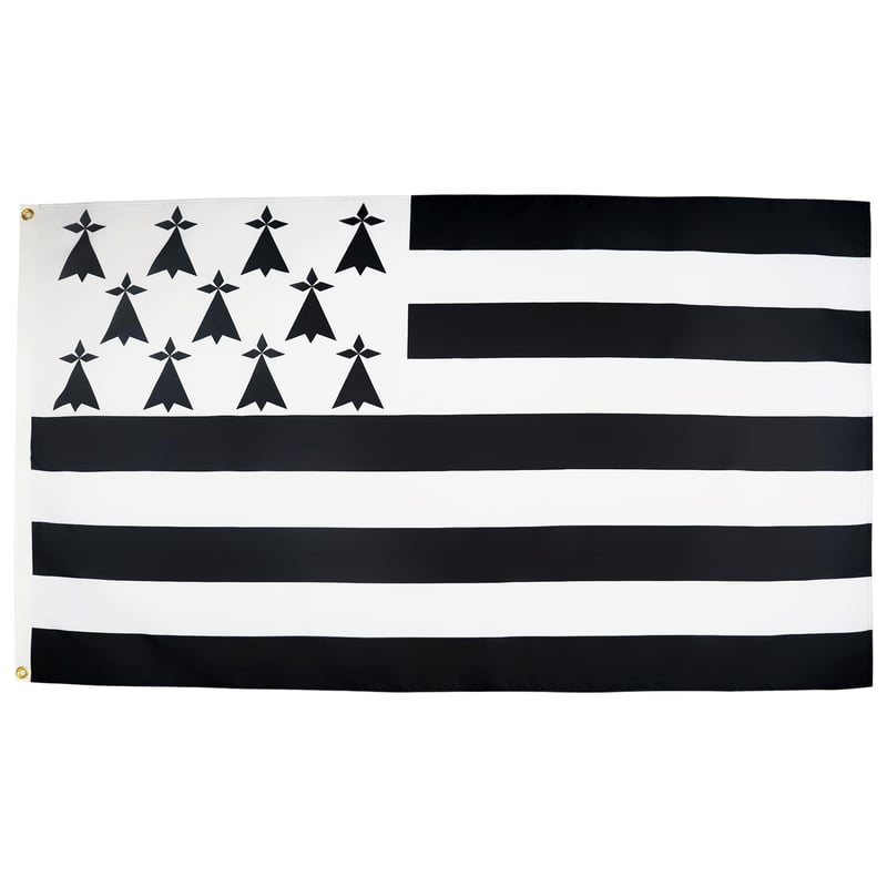 Drapel Bretagne AZ FLAG 150x90 cm, poliester ușor, steag breton cu 2 inele metalice