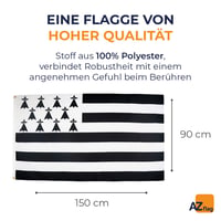 Drapel Bretagne AZ FLAG 150x90 cm, poliester ușor, steag breton cu 2 inele metalice 2