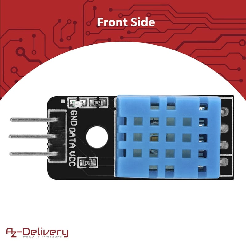 AZDelivery KY-015 DHT11 hőmérséklet szenzor modul 5db Arduino Raspberry Pi kompatibilis