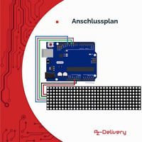 AZDelivery MAX7219 8x32 4 az 1-ben LED mátrix kijelző modul Arduino-hoz 5
