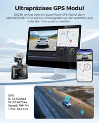 AZDOME Autós Menetrögzítő Kamera 4K Felbontással, WiFi és GPS Funkcióval, Éjjellátó, 170° Széles Látószög, Parkolás Figyelő GS63H 6
