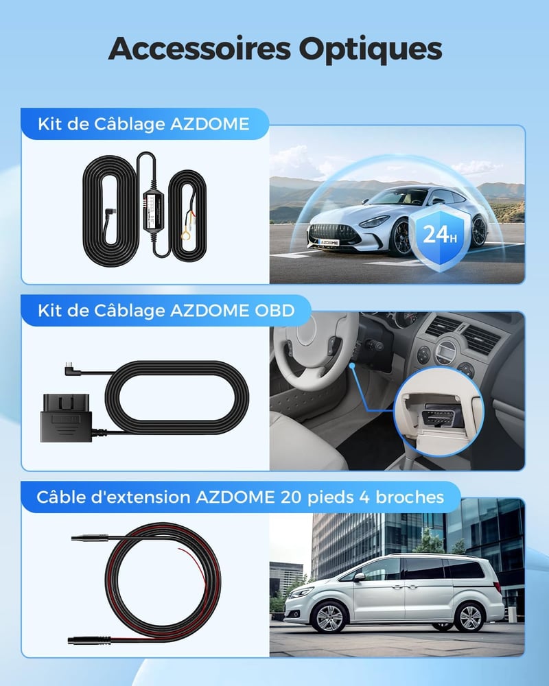 AZDOME GS63H Pro 4K/2.5K Autós Menetrögzítő Kamera GPS-szel és WiFi-vel, Első-Hátsó Kamerával, 64GB SD Kártyával, Éjjellátó Funkcióval, 170°