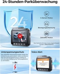 AZDOME GS63H Pro 4K/2.5K Autós Menetrögzítő Kamera GPS-szel és WiFi-vel, Első-Hátsó Kamerával, 64GB SD Kártyával, Éjjellátó Funkcióval, 170° 6