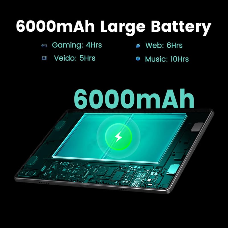 Azeyou Android 14 Tablet 10 hüvelykes, 8GB RAM + 128GB tárhely, Octa-Core processzor, WiFi 6 kapcsolat, 6000mAh akkumulátor, ezüst