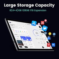Azeyou Android 14 Tablet 10 hüvelykes, 8GB RAM + 128GB tárhely, Octa-Core processzor, WiFi 6 kapcsolat, 6000mAh akkumulátor, ezüst 6