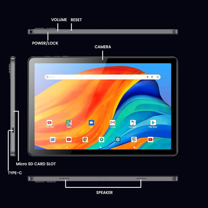 Azeyou Android 14 Tablet 10 hüvelykes, 8GB RAM + 128GB tárhely, Octa-Core processzor, WiFi 6 kapcsolat, 6000mAh akkumulátor, ezüst
