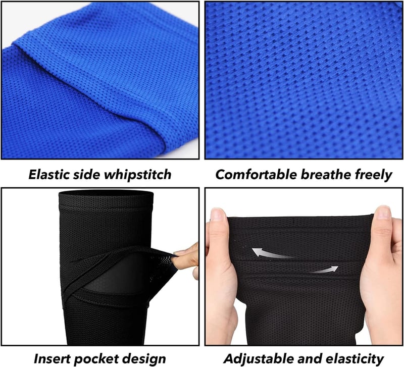 Azonelife 2 pár futball lábszárvédő zokni, lélegző calf sleeve fekete-fehér táskával
