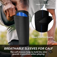 Azonelife 2 pár futball lábszárvédő zokni, lélegző calf sleeve fekete-fehér táskával 3