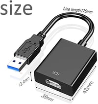 Azuxreza USB HDMI adaptérový kábel, USB 3.0/2.0 na HDMI prevodník, grafický konvertor pre HD 1080P video pre PC, notebook, HDTV, kompatibilný s Windows XP/7/8/8.1/10 2