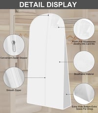 Azyvum 180 cm-es esküvői ruha táska légáteresztő cipzárral vízálló fehér - 1 Piece White 3