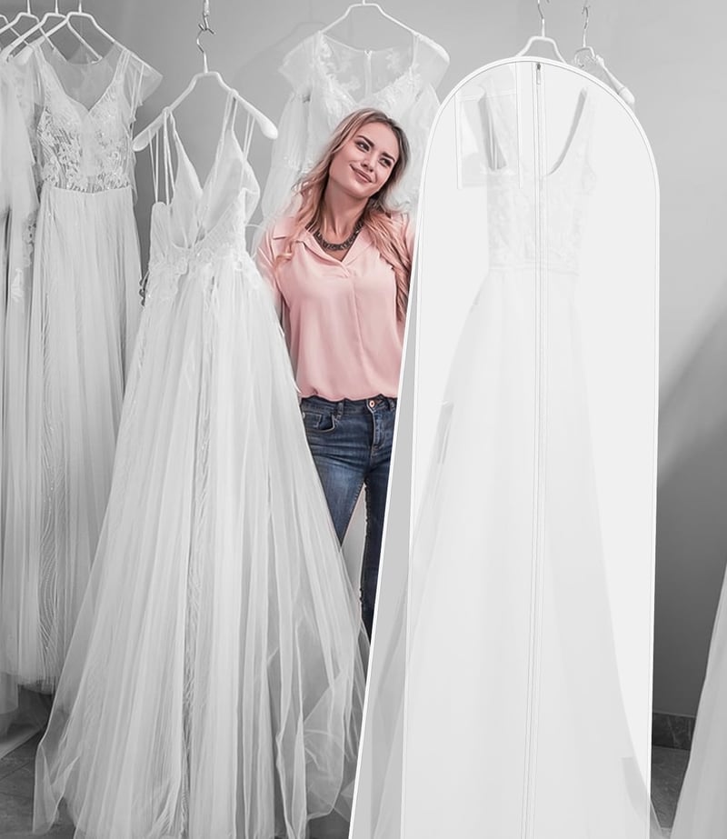 Azyvum 180 cm-es esküvői ruha táska légáteresztő cipzárral vízálló fehér - 1 Piece White