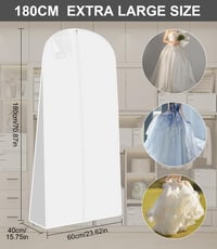 Azyvum 180 cm-es esküvői ruha táska légáteresztő cipzárral vízálló fehér - 1 Piece White 2