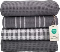 B-Bytes pamut konyhai törlőkendő szett 4 db, 45x65 cm, gofri mintás, antracit - Minimalist 1