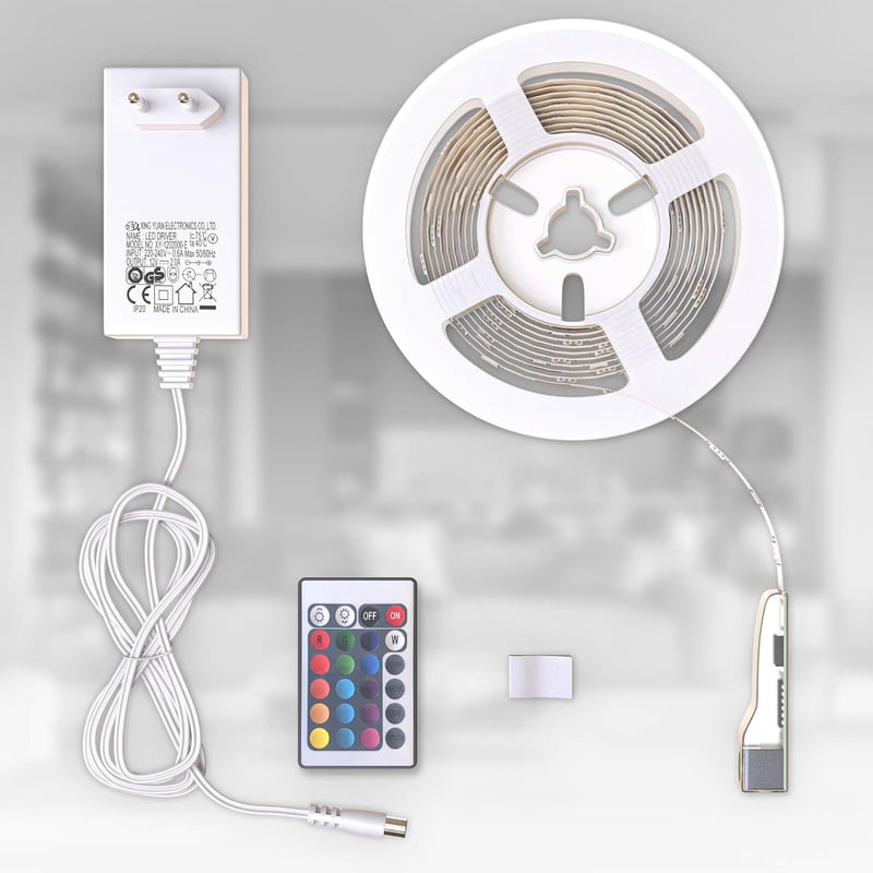 B.K.Licht 3m RGB LED szalag távirányítóval, öntapadós, színváltó fénysáv - 3 M Silicone Rgb