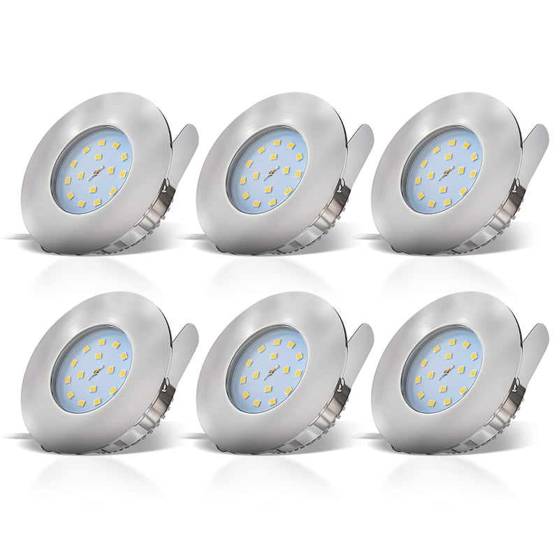 B.K.Licht 6 kom. LED ugradbena kupaonska svjetiljka 230V 4,8W ultra tanka IP44 promjer rupe 60mm topla bijela mat nikal 75x30mm stropna svjetiljka